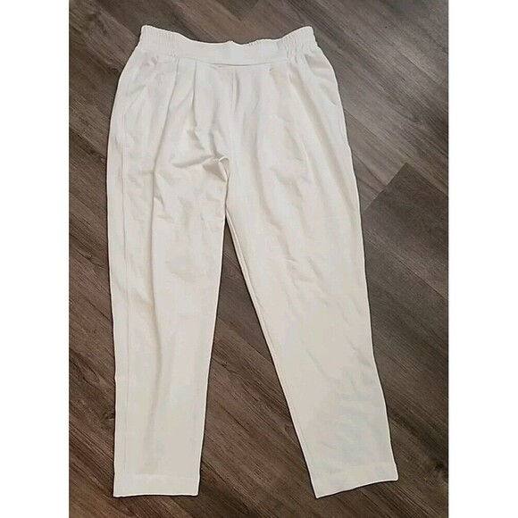 Splendid Womens White Joggers Large Lounge Wear Elastic Waist Pockets Straight - Picture 7 of 7